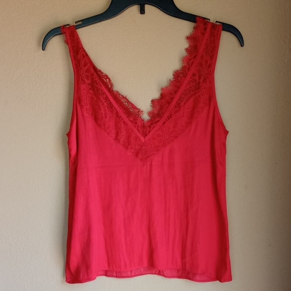 H&M Elegant Red Lace Trim Women's Top New XS